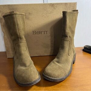 Born Women's Olive Suede Mid-Calf Boots